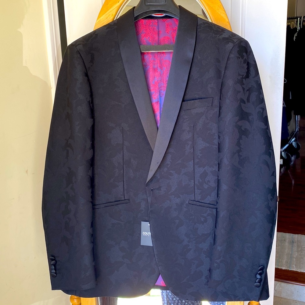 NWOT slim shawl lapel Black Tuxedo Jacket by Couture 1901 size 40R